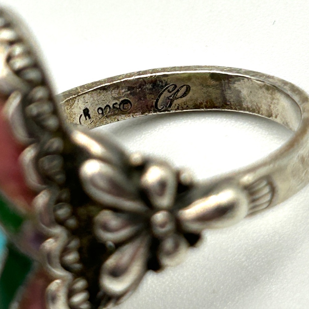 Carolyn Pollack Silver Ring with Turquoise and Purple Inlay - Picture 8 of 16